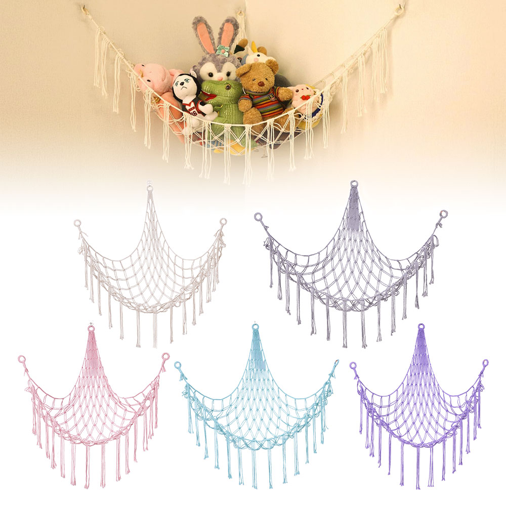 Baby Clothing Types - 1Pc おもちゃハンモック壁コーナー吊り下げ収納ネットオーガナイザー織物子供ぬいぐるみメッシュハンモックベビー動物ロープハンモックバッグ綿