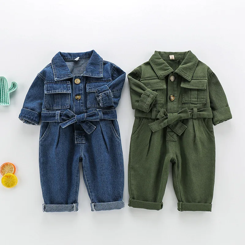 Baby Overall Denim - 2026 春子供デニムジャンプスーツベビー長袖オーバーオール子供ファッションジーンズルーズパンツ韓国赤ちゃん男の子女の子衣装
