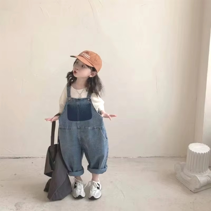 Baby Overall Denim - ユニセックス子供用ジーンズジャンプスーツ、ベビーボーイ無地デニムオーバーオール、幼児キッズガールズオーバーオール、秋の女の子用衣装、子供服