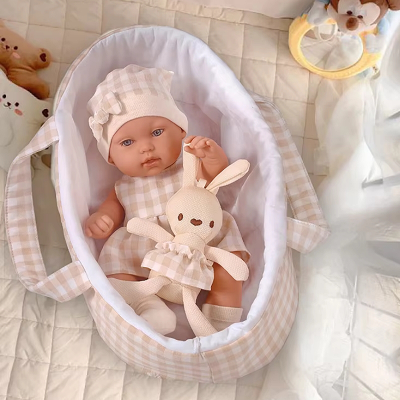Baby Clothing Basket - 14インチ 35cm ベビードール 服付き かわいいウサギと寝かしつけバスケット付き ベベリボーンドール