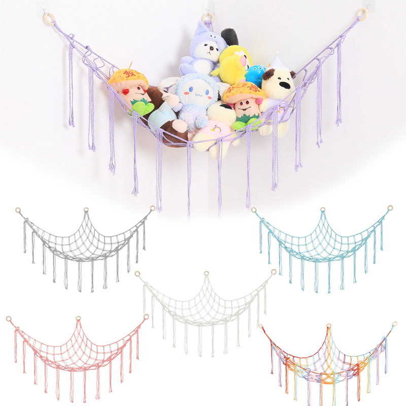 Baby Clothing Types - 1Pc おもちゃハンモック壁コーナー吊り下げ収納ネットオーガナイザー織物子供ぬいぐるみメッシュハンモックベビー動物ロープハンモックバッグ綿