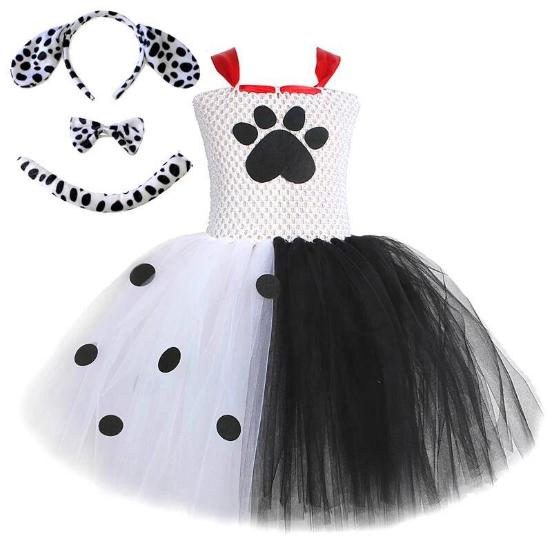Baby Clothing For Girls - ダルメシアン犬のチュチュドレス女の赤ちゃん用白黒斑点犬ハロウィン衣装子供子犬衣装子供動物服