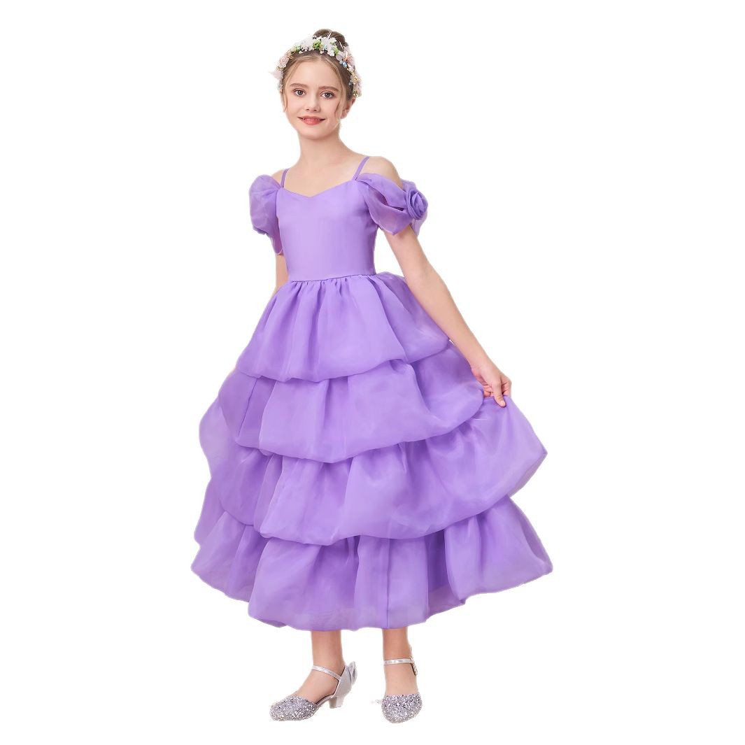 Baby Clothing Layers - 2025 花ベビー誕生日ガールパーティードレスふわふわレイヤードレース結婚式洗礼ウエディングプリンセスドレスブライドメイド子供服