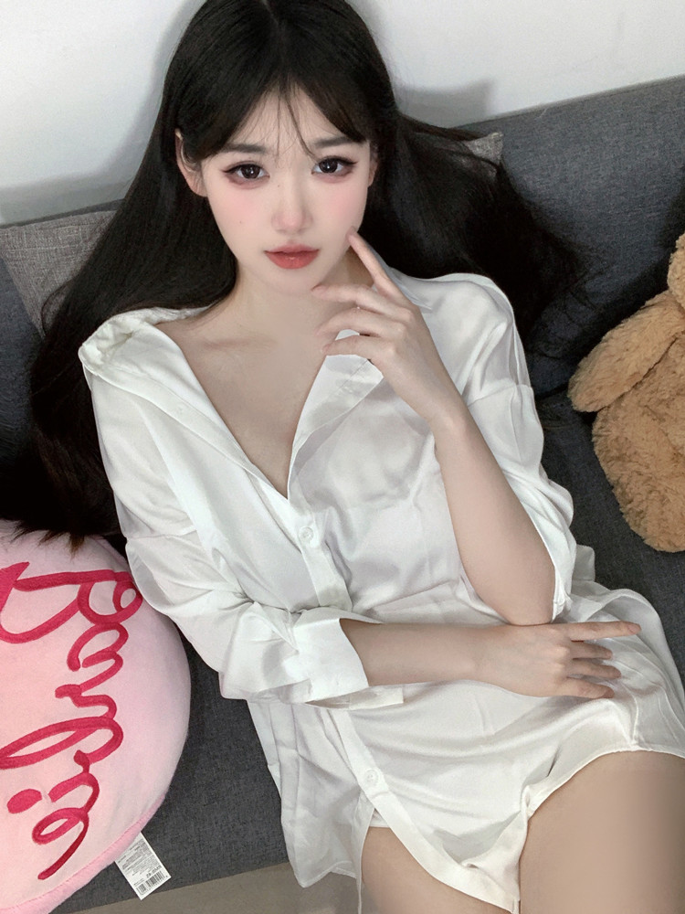 Baby Gown Nightwear - 女性のためのセクシーなナイトガウン,白い色,ファッショナブルな遠近法のバスローブ,女性の下着,ベビードールナイトウェア,パジャマ
