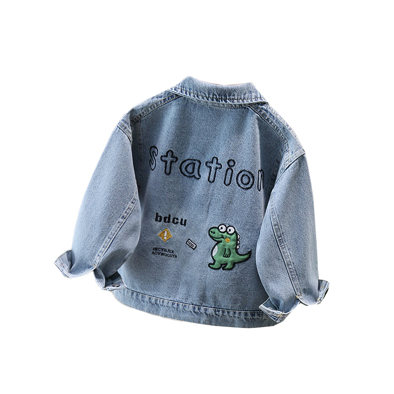 Baby Clothing For Girls - かわいいスタイルベビー子供デニムジャケット恐竜子供のための少年少女カジュアルジーンズコート素敵な赤ちゃん恐竜衣装服 2-11 T