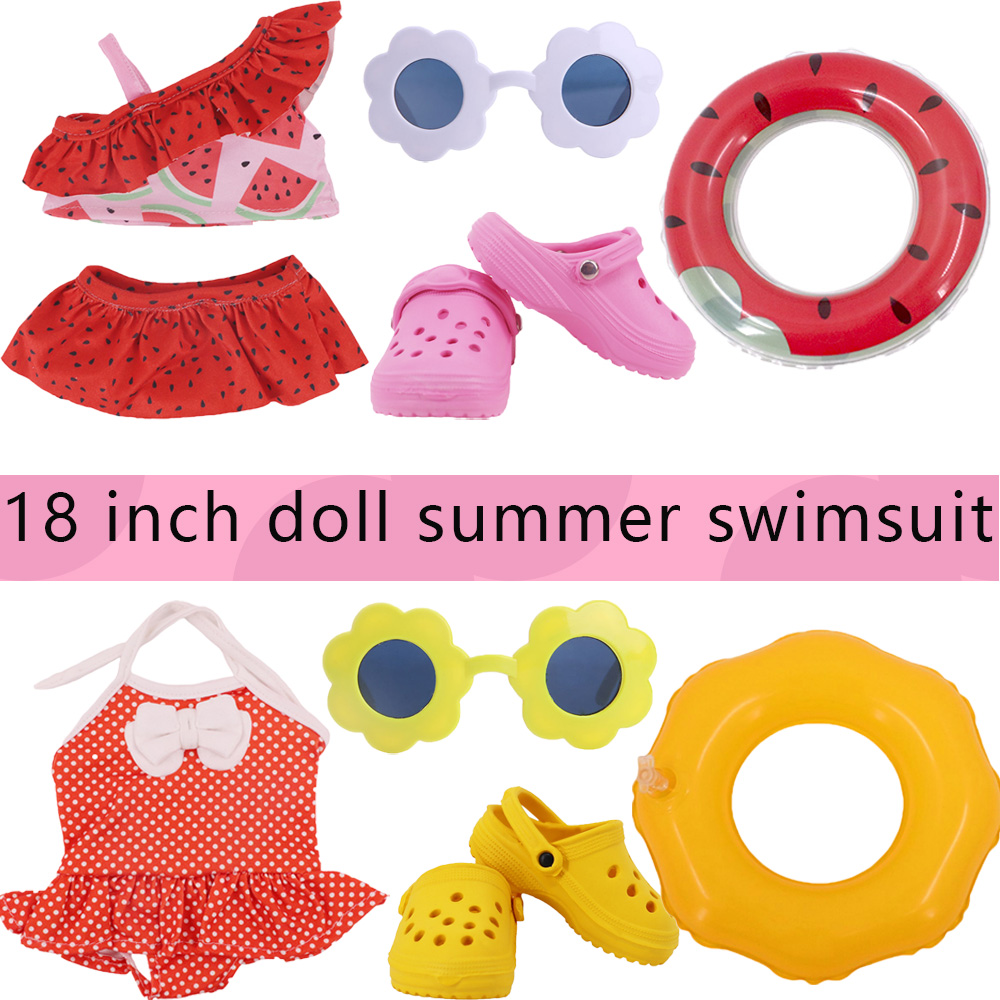 Baby Clothing For Girls - ヘッドフラワー水着魚鱗スタイル 43 センチメートルベビードールアイテム & 18 インチアメリカンドールガール、世代アクセサリー服用