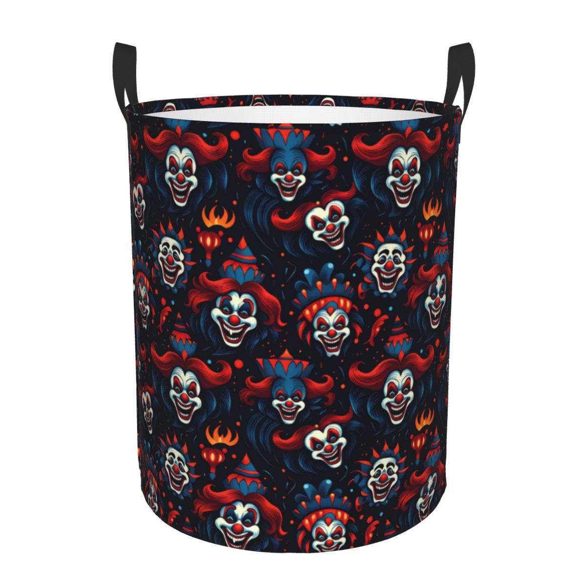 Baby Clothing Basket - ハロウィンレッドブルー邪悪なピエロランドリーバスケット折りたたみ式大型衣類収納ビンベビーハンパー