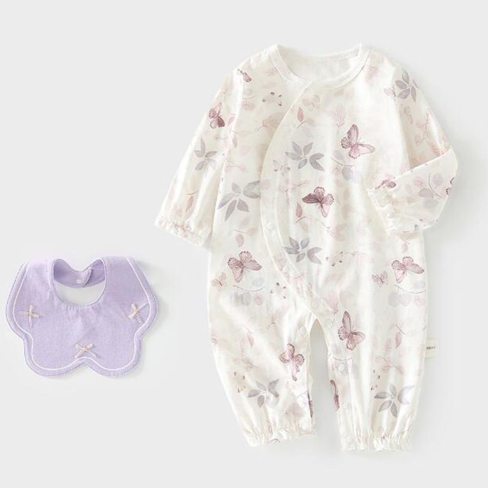 Baby Clothing Types - ベビーロンパース女の子服綿花長袖ベビージャンプスーツ夏薄型タイプ幼児新生児服よだれかけ付き
