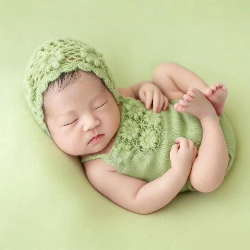 Baby Clothing Onesies - 2026年新生児用モヘアロンパース写真撮影用小道具、ベビー手作り写真撮影用衣装
