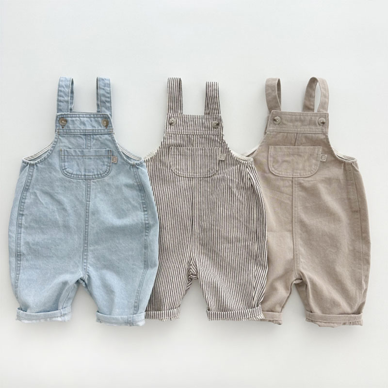 Baby Overall Denim - ZOETOPKID 秋のベビーノースリーブデニムオーバーオール 新生児用無地ジャンプスーツ 男の子 女の子 シンプルカジュアルストラップパンツ