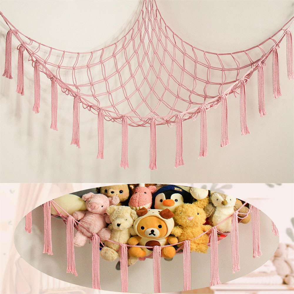 Baby Clothing Types - 綿製おもちゃハンモック壁掛け収納ネットオーガナイザー織り子供用ぬいぐるみメッシュハンモックベビーアニマルロープハンモックバッグ