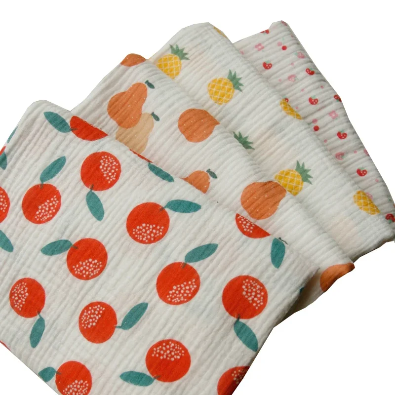 135x50cm 二重層クレープ純綿糸生地、かわいいフルーツ - Baby Clothing Layers のレビューと価格