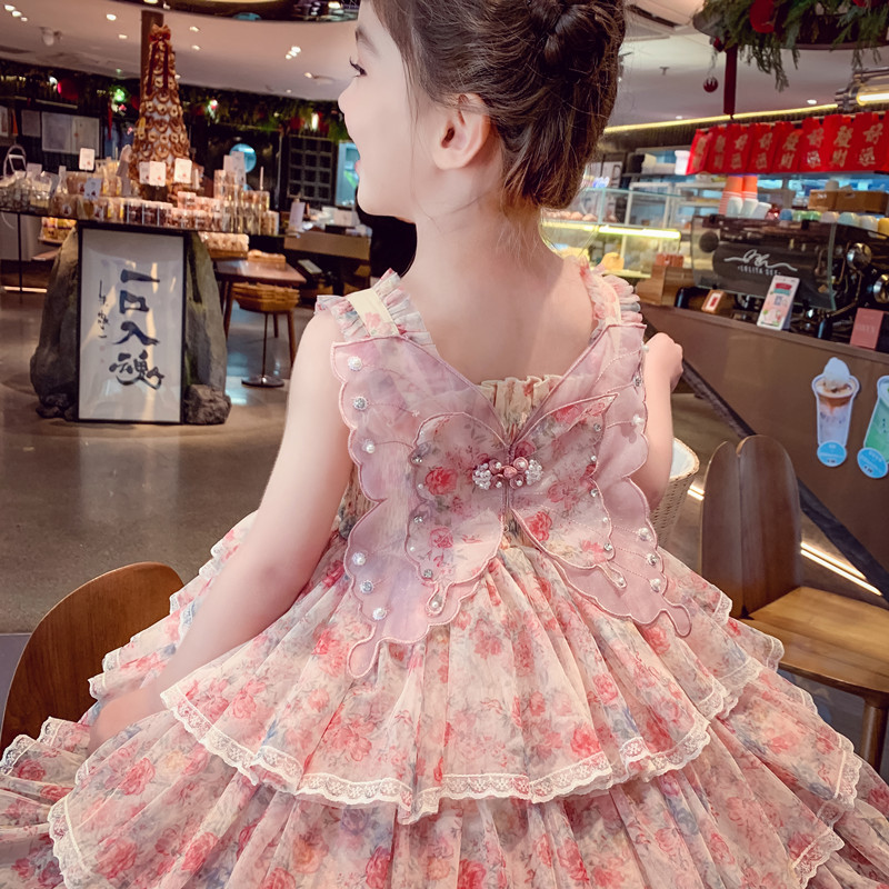 夏キッズガール多層フリルドレス蝶付きベビープリンセスティアー - Baby Clothing For Girls のレビューと価格