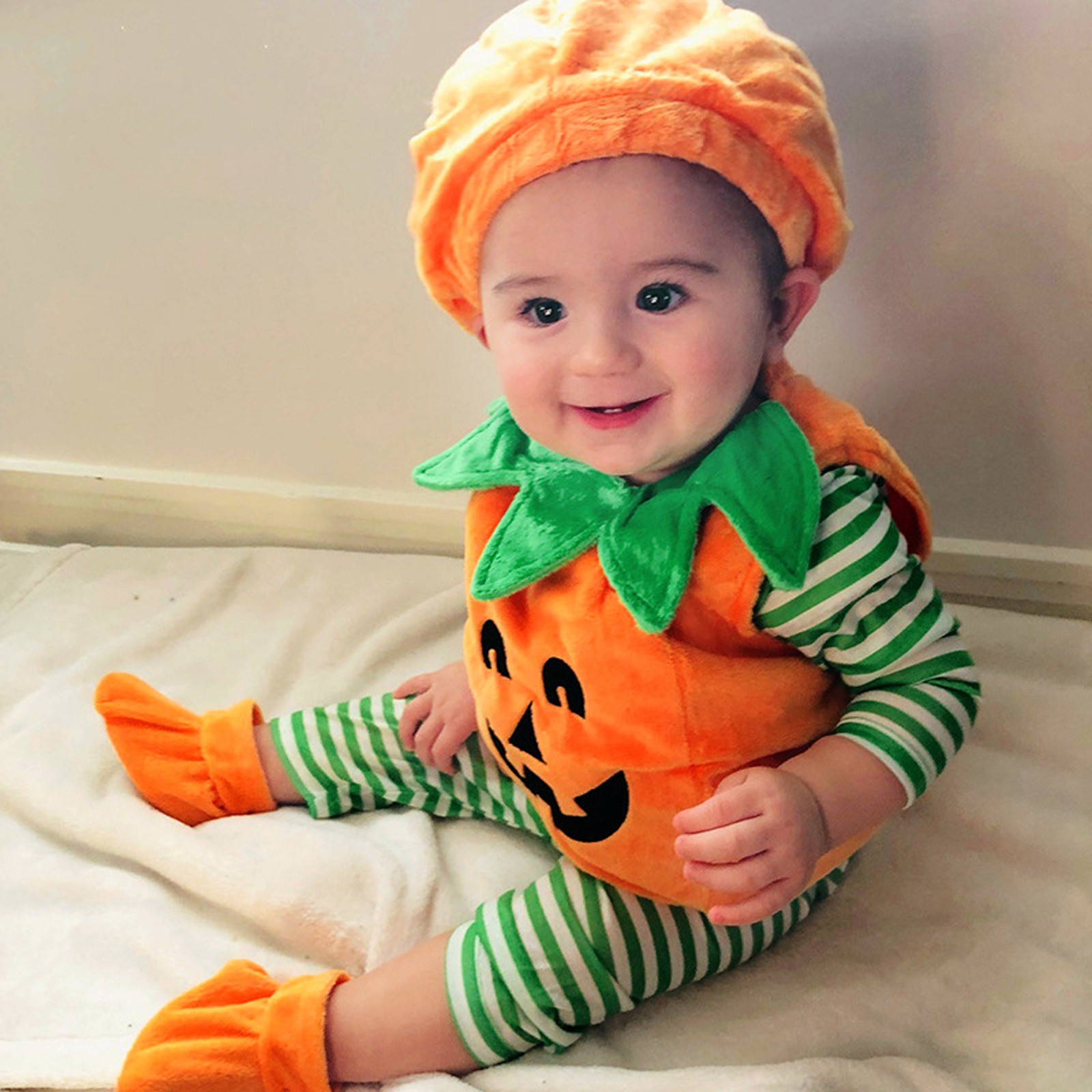 子供のためのハロウィーンのカボチャのコスプレ衣装,帽子,女の - Baby Clothing Onesies のレビューと価格