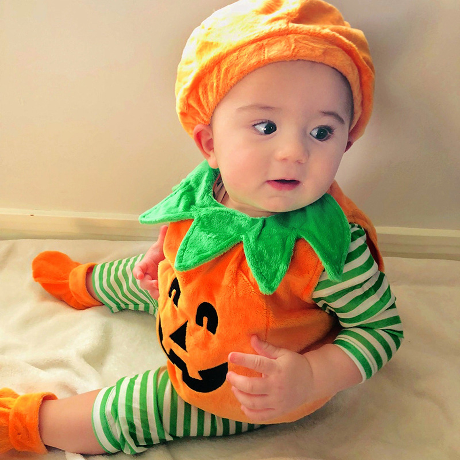 子供のためのハロウィーンのカボチャのコスプレ衣装,帽子,女の - Baby Clothing Onesies のレビューと価格
