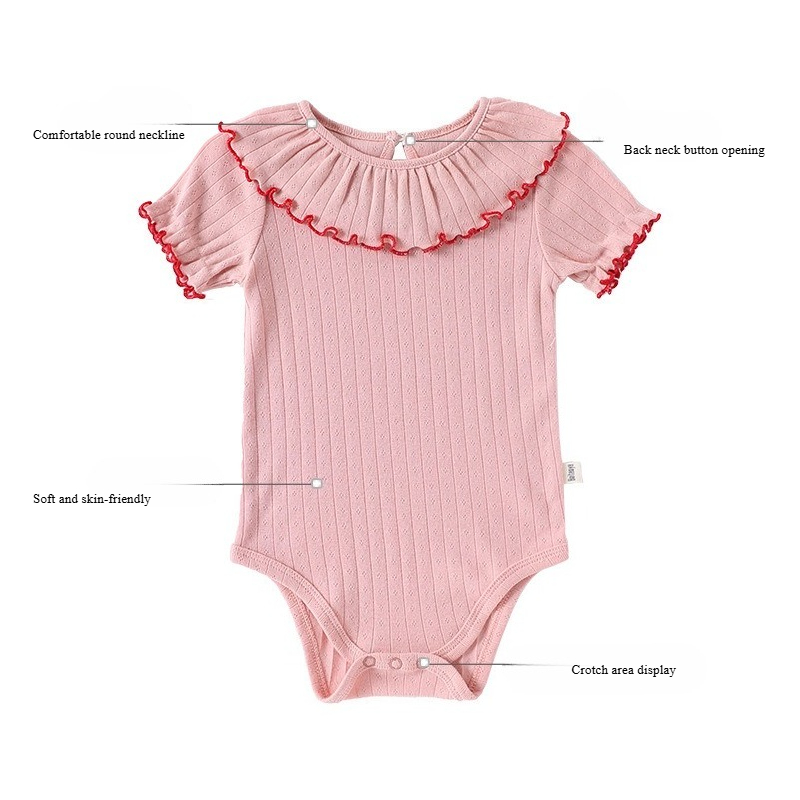 女の赤ちゃんの夏用三角ボディスーツ純綿フリル襟薄い幼児服女の - Baby Clothing Layers のレビューと価格