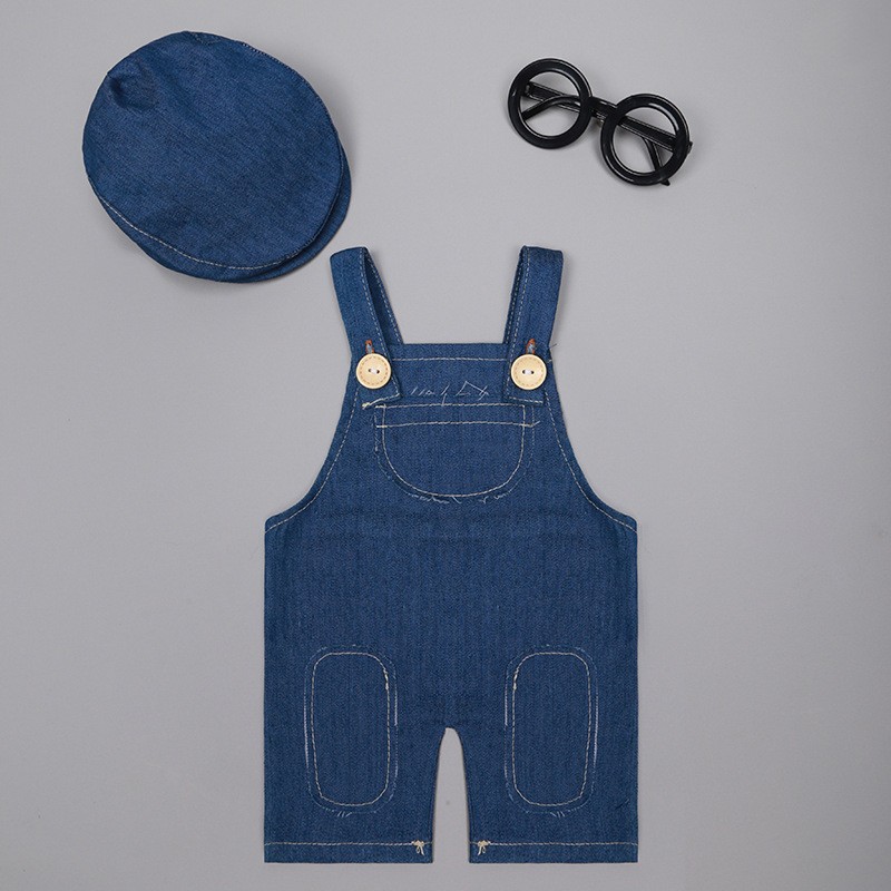 ❤️ 新生児写真撮影服デニムオーバーオールスタジオベビーボー - Baby Overall Denim のレビューと価格
