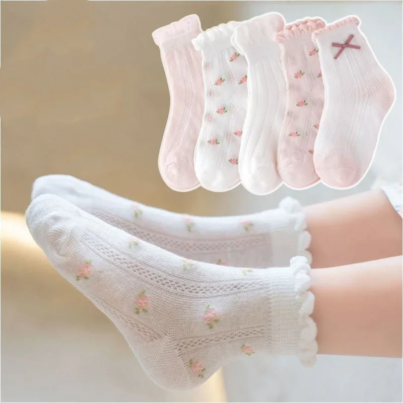 子供靴下 5 ペア/ロット春夏綿女の子靴下かわいい花柄子供の - Baby Clothing Patterns Free のレビューと価格