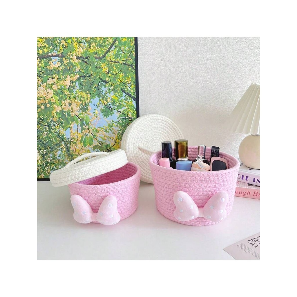 ふた付きの手作り織り収納バスケット,綿ロープ,整理ツール,シ - Baby Clothing Basket のレビューと価格