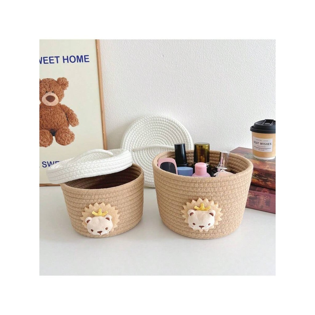 ふた付きの手作り織り収納バスケット,綿ロープ,整理ツール,シ - Baby Clothing Basket のレビューと価格
