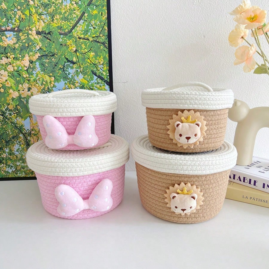 ふた付きの手作り織り収納バスケット,綿ロープ,整理ツール,シ - Baby Clothing Basket のレビューと価格