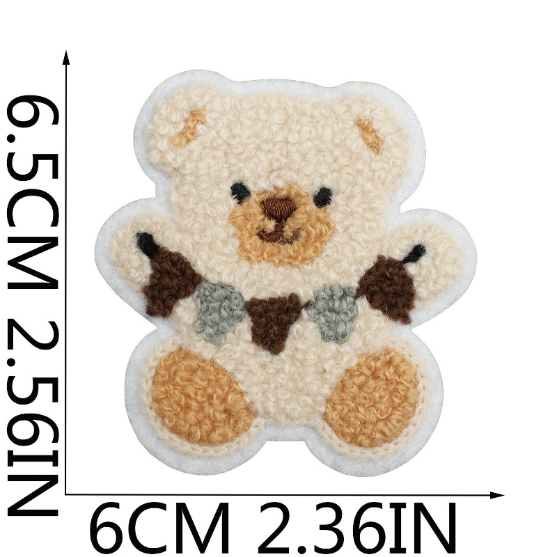 タオル刺繍のかわいいクマ柄パッチ - 熱圧着・接着タイプ - - Baby Clothing Types のレビューと価格