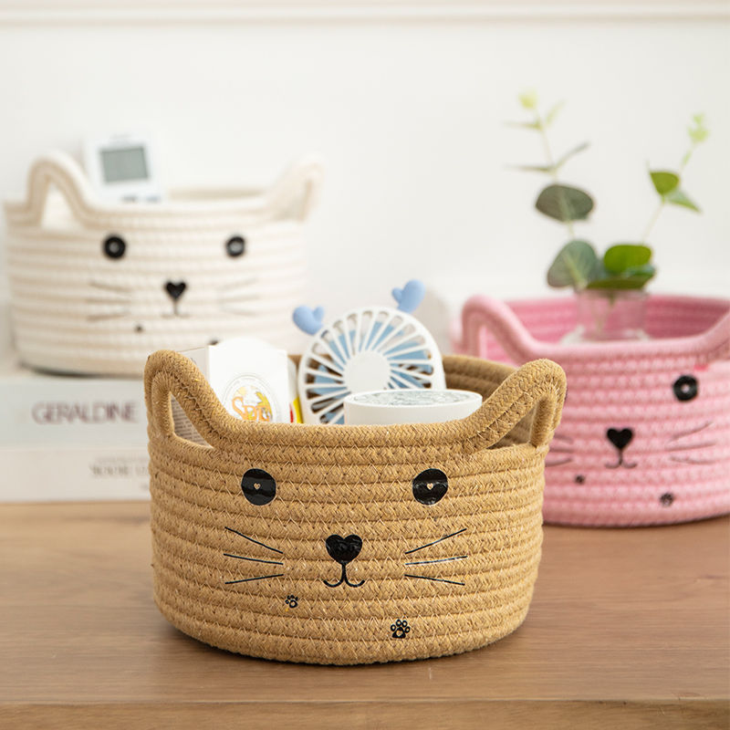 家の装飾のための編まれた綿の収納バスケット、かわいいオーガナ - Baby Clothing Basket のレビューと価格