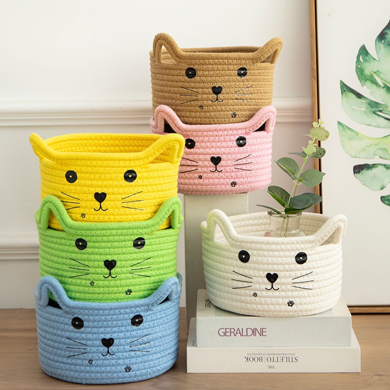 家の装飾のための編まれた綿の収納バスケット、かわいいオーガナ - Baby Clothing Basket のレビューと価格