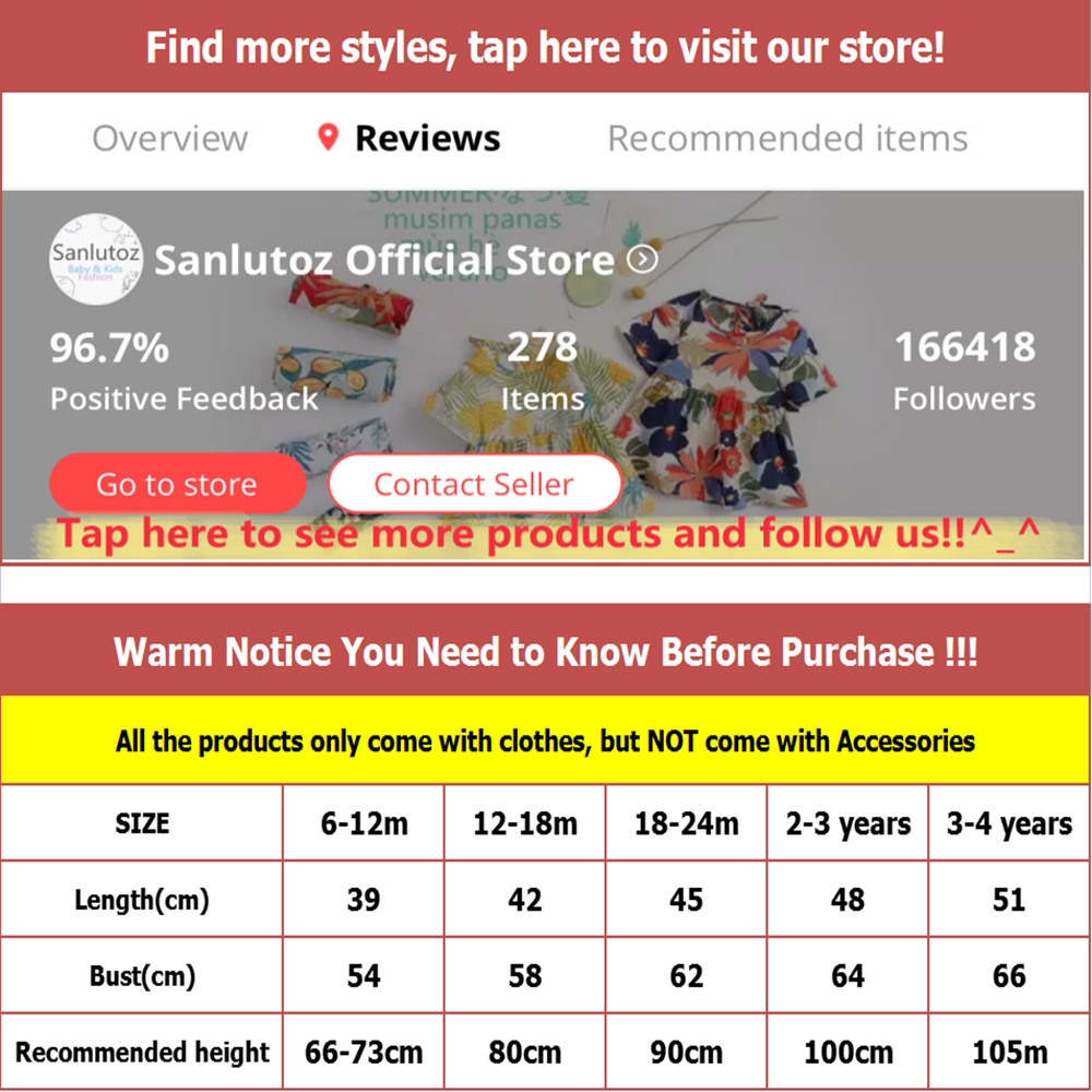 Sanlutoz フルーツプリントサマーホリデーベビードレス - Baby Clothing Patterns Free のレビューと価格