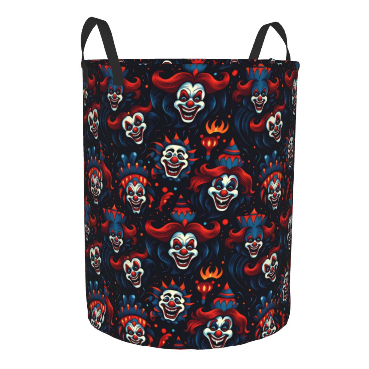 ハロウィンレッドブルー邪悪なピエロランドリーバスケット折りた - Baby Clothing Basket のレビューと価格