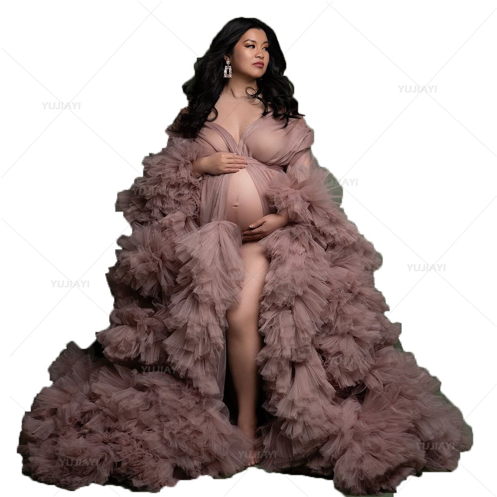 高級カスタムメイドチュール妊婦用プロムドレス、マキシガウン、 - Baby Gown Nightwear のレビューと価格