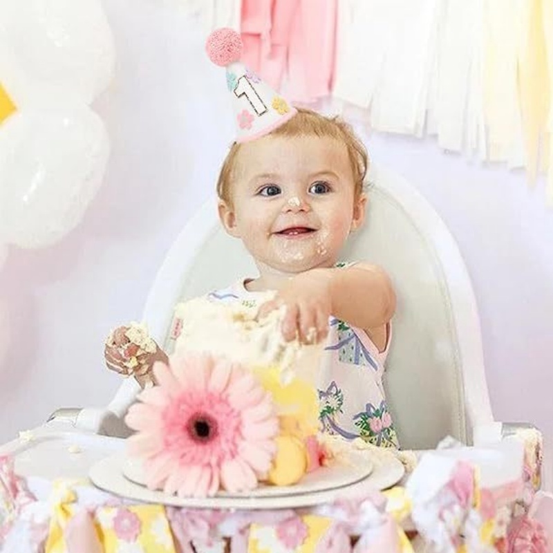 カラフルなフラワー1歳半誕生日コーンハット 女の子用、ベビー - Baby Clothing Sets Boy のレビューと価格