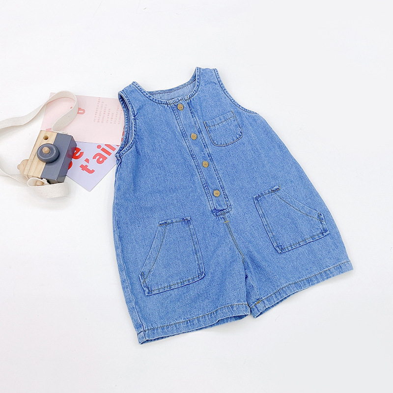 2026年夏 韓国風ノースリーブデニムベビーロンパース 男の - Baby Overall Denim のレビューと価格