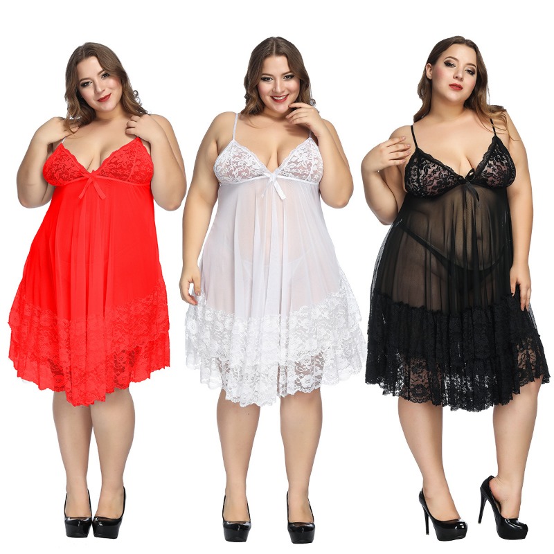 S-7XL プラスサイズのセクシーなストラップナイトウェア大 - Baby Gown Nightwear のレビューと価格