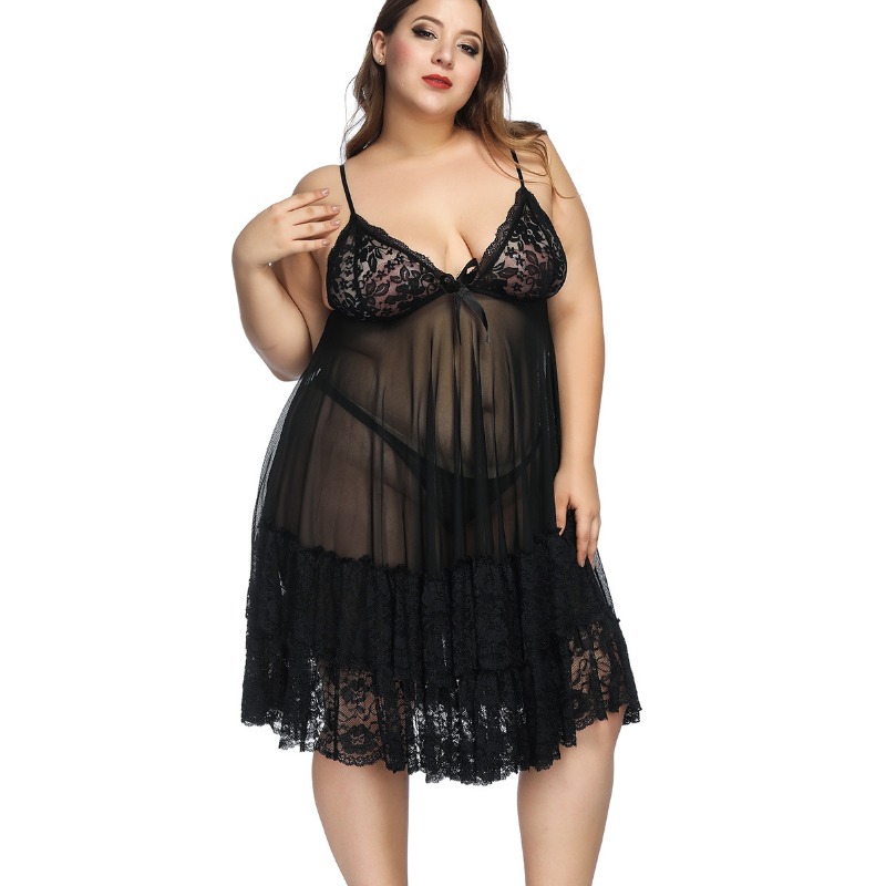 S-7XL プラスサイズのセクシーなストラップナイトウェア大 - Baby Gown Nightwear のレビューと価格