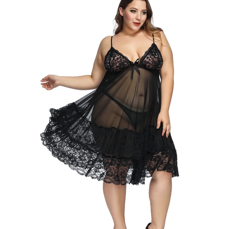 S-7XL プラスサイズのセクシーなストラップナイトウェア大 - Baby Gown Nightwear のレビューと価格
